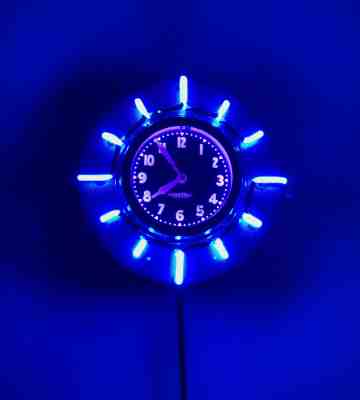 Unique 14" Curtis Clock's Purple Blue Orange Neon Wall Clock 