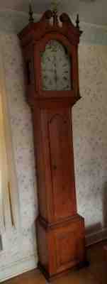 19th Century Vintage Grandfather Tall Wooden Works Clock