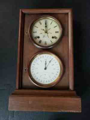 ANTIQUE B.B.Lewis Perpetual Double Dial Calendar Shelf Clock Wooden 1812?