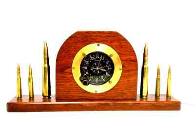 Custom 8 Day Waltham 24 hour Military Clock Large Caliber Bullets Machine Gun 