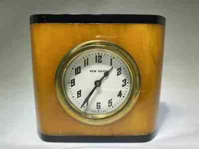 Yellow/Orange, Black New Haven Art Deco Catalin Clock