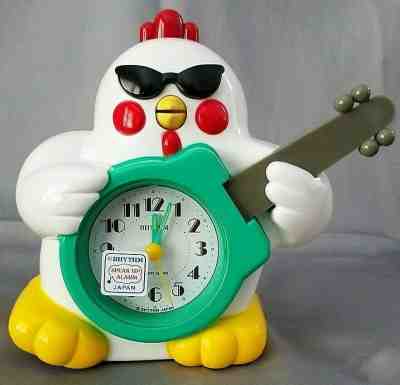Rhythm Rock N Roll Chicken Quartz Novelty Alarm Clock RARE VINTAGE NEW in BOX