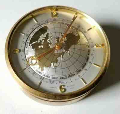 Rare Mid Century Imexal Electric Swiss Made World Desk Clock MCM