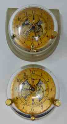 PAIR of 2 JAEGER LeCoultre CHRONOFLITE CALENDAR 8 Day Clock WWII Cockpit US NAVY