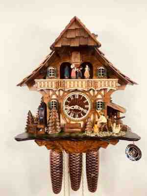  NEW Cuckoo clock original Black Forest 8 day German musical wood chopper 