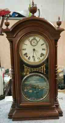  ANTIQUE SETH THOMAS DOUBLE DIAL CALENDAR CLOCK 1873