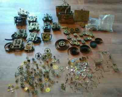 Antique windup wall mantle grandfather carriage clock movement parts gears lot