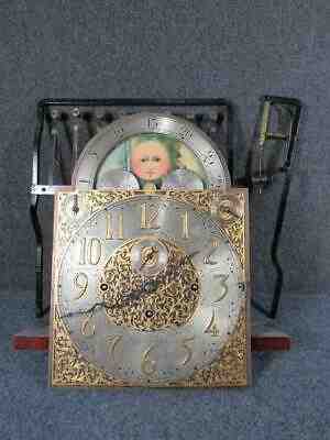 ANTIQUE 9 TUBE WALTHAM GRANDFATHER CLOCK FACE & signed MOVEMENT