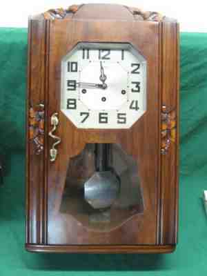 Vintage Art Deco French Girod Morbier Jura Wall Clock 1/4 Strike; Serviced