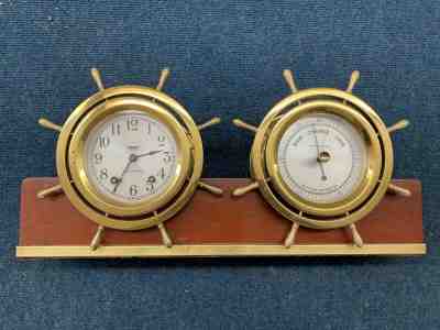 Seth Thomas "Mayflower" Ship Bell clock and Barometer combination, ca.1946