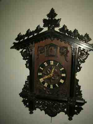 BEAUTIFUL, RARE BEHA LARGE CUCKOO CLOCK DOUBLE FUSEE  CIRCA 1865