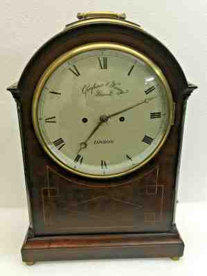 Antique 1805 English Grayhurst & Harvey Twin Fusee Pad Top Bracket Clock