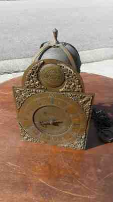 c1700's Antique Lantern Clock Unusual Design Chain Driven Not Working