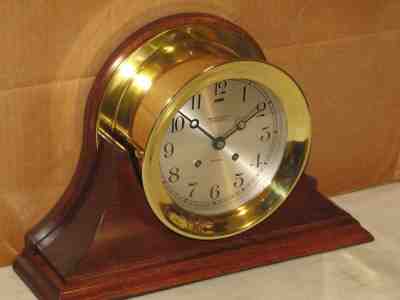 CHELSEA VINTAGE SHIPS BELL CLOCK~6 INCH~HINGED BEZEL~1942~ RESTORED