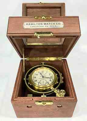 1942 HAMILTON 22 Marine Chronometer - Running Strong - Early US Navy Serial #448