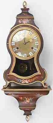 Swiss palais royal neuchatel Wall clock floral hand paint shelf console 