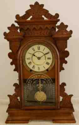 Antique Working 1892 SETH THOMAS "Tacoma" City Series Walnut Parlor Mantel Clock