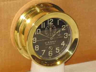 CHELSEA ANTIQUE SHIPS  CLOCK~4 1/2" DIAL~U.S.NAVY DECK CLOCK  2 1918 RESTORED