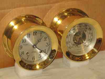 CHELSEA VINTAGE SHIPS BELL CLOCK/BAROMETER SET 1978 RESTORED