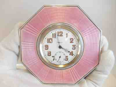 ANTIQUE STERLING SILVER & ENAMEL CLOCK (Watch video)