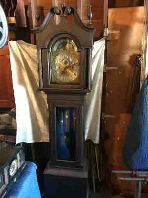 ANTIQUE LARGE 5 TUBE MOON DIAL GRANDFATHERS CLOCK