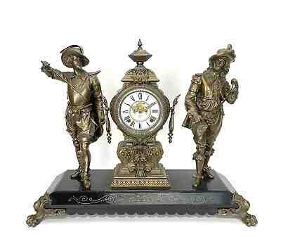 Original 1894 Ansonia Don Caesar & Don Jun Double Figure Bronze Mantel Clock