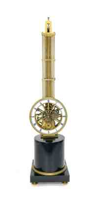 Mystery Pinwheel Upside Down Skeleton Swinging Clock with Marble Base