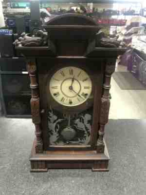 ANTIQUE 1884 SETH THOMAS HECLA MANTEL CLOCK READ DESCRIPTION