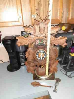 Beautiful Large Albert Schwab Musical Cuckoo Clock Works Great! Needs Weights!