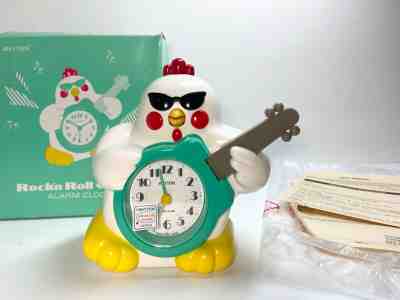 VINTAGE RHYTHM ROCK’N ROLL CHICKEN QUARTZ ALARM CLOCK JAPAN NEW OLD STOCK W/BOX