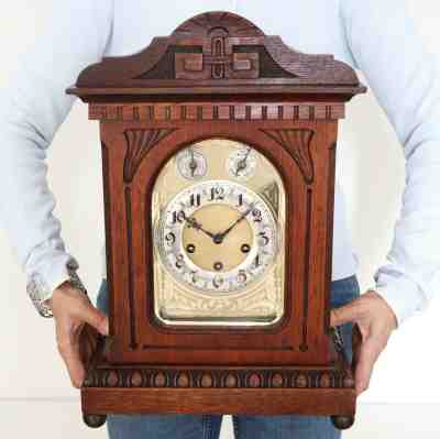 JUNGHANS Antique Mantel TOP Clock Mantel WESTMINSTER Chime 1910 RESTORED Germany