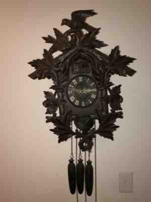 Antique Large German Double Bird Black Forest Cuckoo Clock-Late 1800-Early 1900s