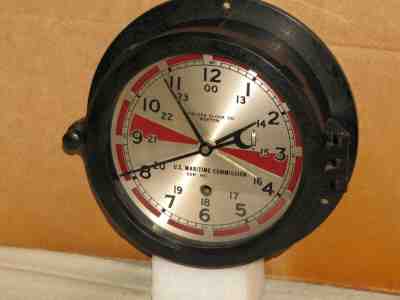 CHELSEA VINTAGE U.S.NAVY RADIO ROOM CLOCK~6" DIAL 1947 WW 2 RESTORED