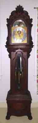 ANTIQUE MAHOGANY WINTERHALDER / HOFMEIER GRANDFATHER CLOCK, CIRCA 1900-10