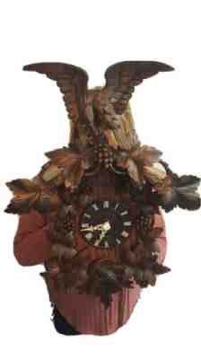 Beautifully carved large antique cuckoo clock