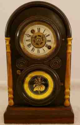 RARE Antique Working 1859 INGRAHAM Mini 'Venetian Alarm' Victorian Mantel Clock