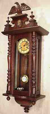 FABULOUS ANTIQUE nut GUSTAV BECKER WALL CLOCK REGULATOR 8 DAY 1910 EAGLE SELISIA