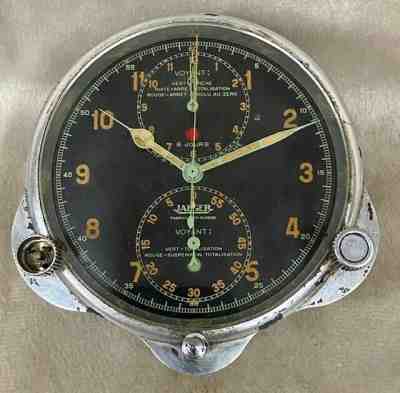 A JAEGER 'TEMPS DU MARCHE' 8 DAY CHRONOGRAPH CAR CLOCK, SWISS MADE,VOYANT 1950