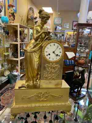 Superb JAPY FRERES Mid-19th C. Gilt Bronze Clock  FRENCH EMPIRE c. 1849 antique