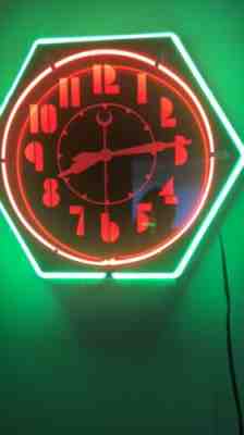 ENNC Cleavland Neon Clock Vintage Art deco PLEASE READ DESCRIPTION
