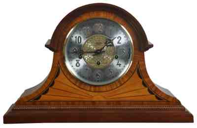 Sligh Bergen Cherry & Maple Marquetry Inlay Mantel Clock Westminster Chime 0593