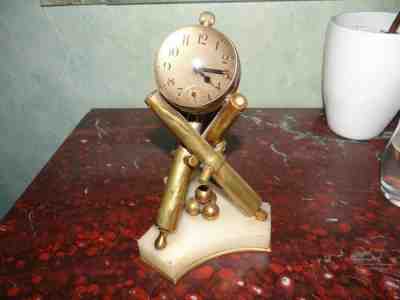 French Industrial  Cannon Clock Timepiece Watch War Battle Guilmet Bronze Ball