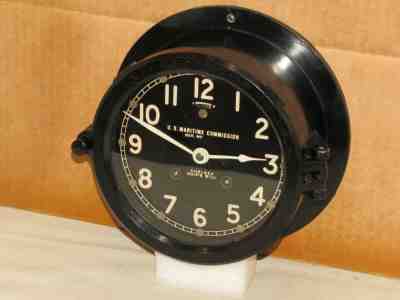 CHELSEA U.S.NAVY SHIPS BELL CLOCK 6 DIAL WW2 HINGED BEZEL~1944