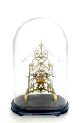 24K English Style Double Compound Rocking Pendulum Open Work Skeleton Clock
