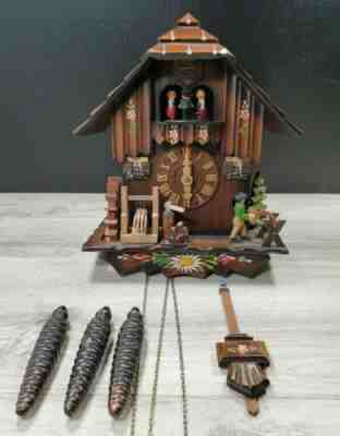 Cuckoo Clock Germany Romance Der Frohliche Wanderer Edelweiss Swiss Made #2708