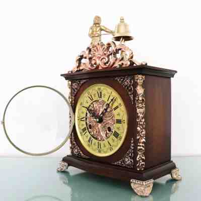 HERMLE Mantel Clock ANIMATED Feature TOP Vintage RED COPPER BRONZE Chime Germany