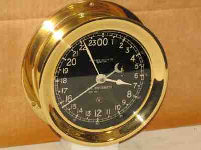 CHELSEA VINTAGE SHIPS CLOCK~6" DIAL U S NAVY 24 HOUR 1953 RESTORED