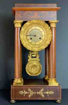 Antique French clock portico 19th century original pendulum & gilt bronze 
