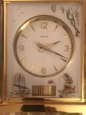 1968 JAEGER LE COULTRE ATMOS WHITE MARINA MANTLE CLOCK ORIENTAL FISHERMAN RARE