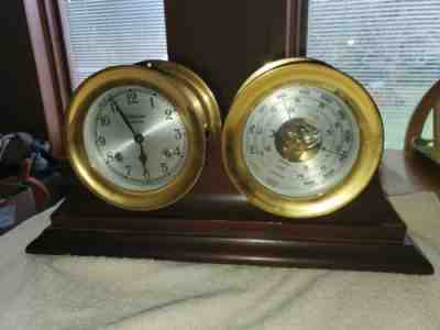 CHELSEA VINTAGE SHIPS BELL CLOCK & BAROMETER SHIPSTRIKE MODEL~1997